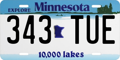 MN license plate 343TUE