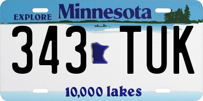 MN license plate 343TUK