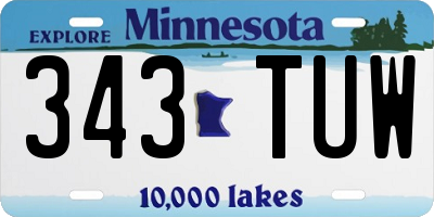 MN license plate 343TUW