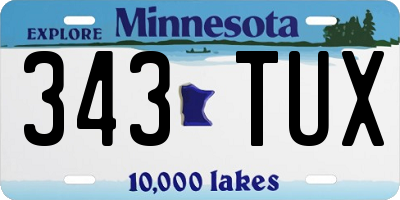 MN license plate 343TUX