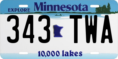 MN license plate 343TWA
