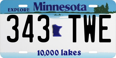 MN license plate 343TWE