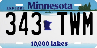 MN license plate 343TWM