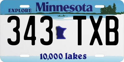 MN license plate 343TXB