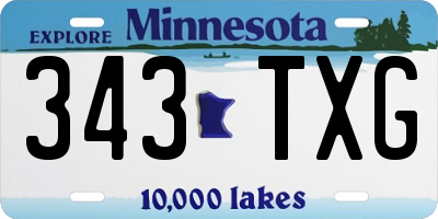 MN license plate 343TXG
