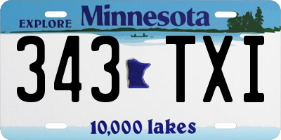 MN license plate 343TXI