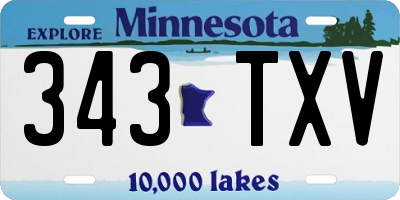 MN license plate 343TXV