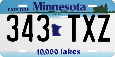 MN license plate 343TXZ