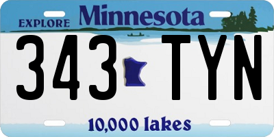 MN license plate 343TYN