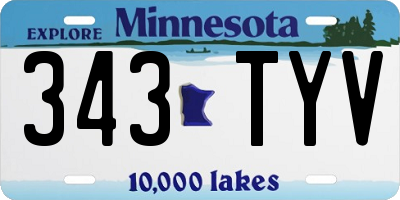MN license plate 343TYV