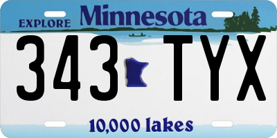MN license plate 343TYX