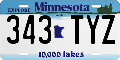 MN license plate 343TYZ