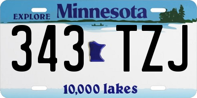 MN license plate 343TZJ