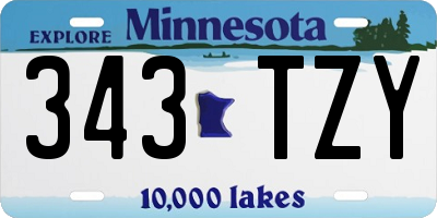 MN license plate 343TZY