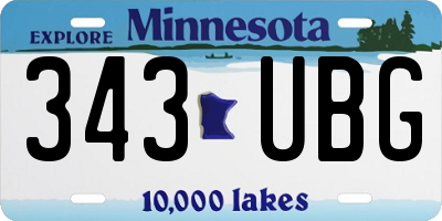 MN license plate 343UBG