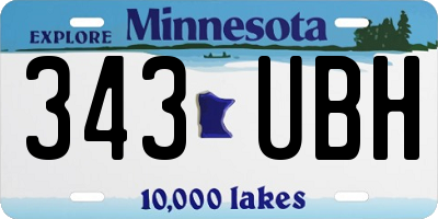 MN license plate 343UBH