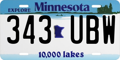 MN license plate 343UBW