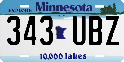 MN license plate 343UBZ