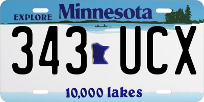 MN license plate 343UCX