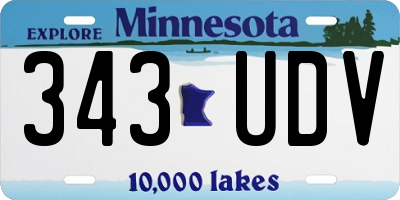 MN license plate 343UDV