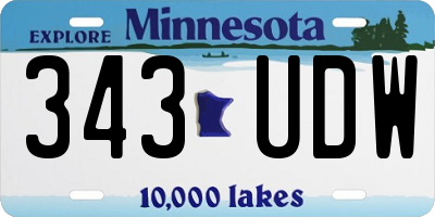 MN license plate 343UDW