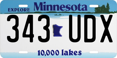 MN license plate 343UDX