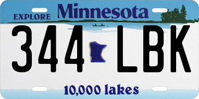 MN license plate 344LBK