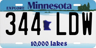 MN license plate 344LDW