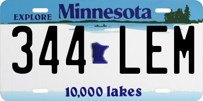 MN license plate 344LEM