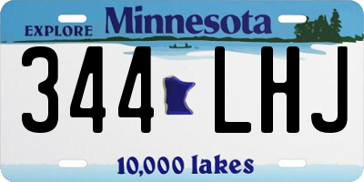 MN license plate 344LHJ
