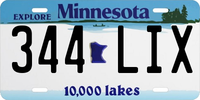 MN license plate 344LIX