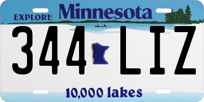 MN license plate 344LIZ