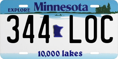 MN license plate 344LOC