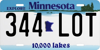 MN license plate 344LOT