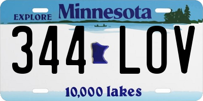 MN license plate 344LOV