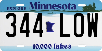 MN license plate 344LOW