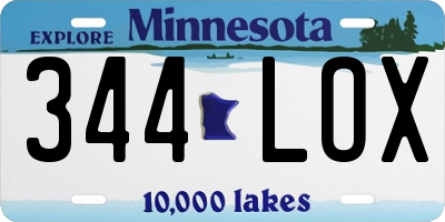 MN license plate 344LOX