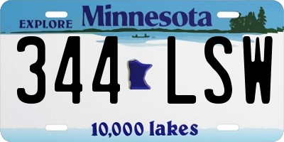 MN license plate 344LSW