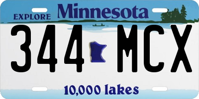 MN license plate 344MCX