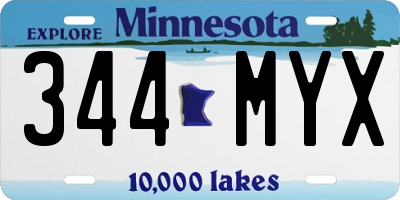 MN license plate 344MYX