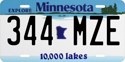 MN license plate 344MZE