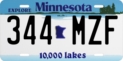 MN license plate 344MZF