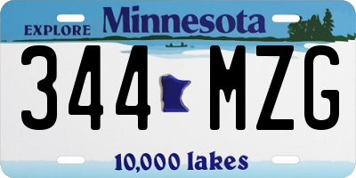 MN license plate 344MZG