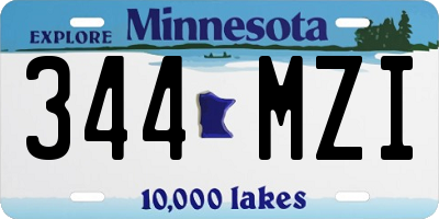MN license plate 344MZI
