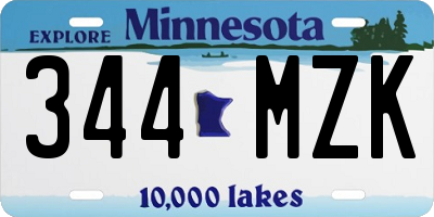 MN license plate 344MZK