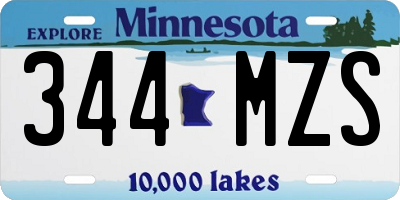 MN license plate 344MZS