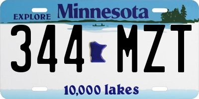 MN license plate 344MZT