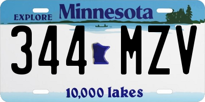 MN license plate 344MZV