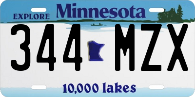 MN license plate 344MZX