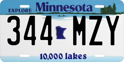 MN license plate 344MZY